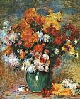 Pierre Auguste Renoir Famous Paintings - Vase of Chrysanthemums